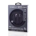 CABLE TRENZADO DE NAILON DURA SPEED DE 65W TIPO C EN AMBOS LADOS DE 1.8M NEGRO ARGCB0047